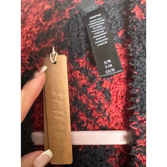 SKIMS Buffalo Plaid Robe S/M Red & Black Long Belted Womens Soft NWOT - Picture 3 of 3